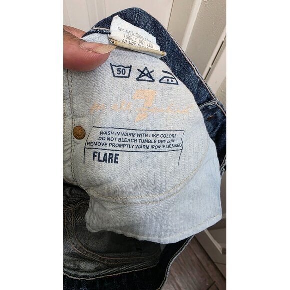 7 For All Mankind Flare Women's Blue Bootcut Jeans Size 29 Distressed Denim - Picture 8 of 10